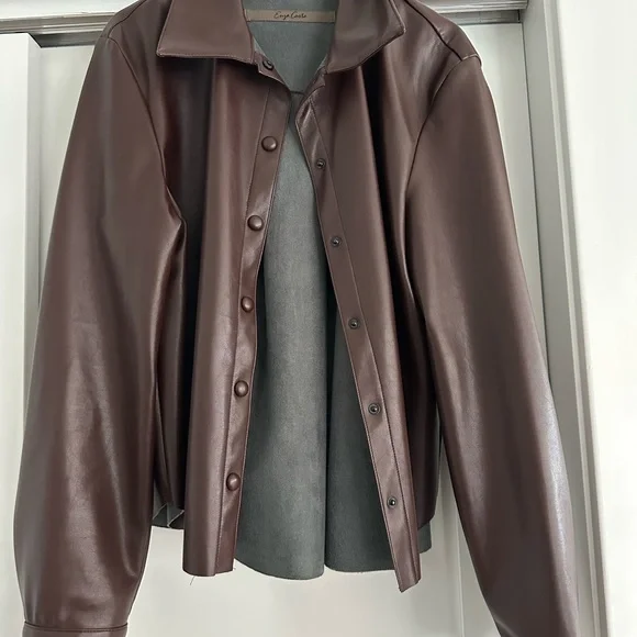 Enza Costa Brown Leather Jacket - Picture 3 of 3